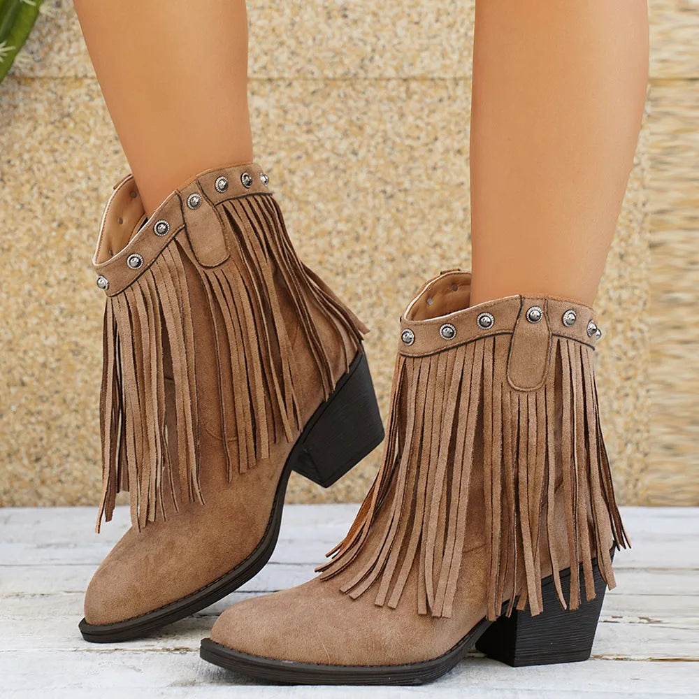 Kacob | Women's Layered Fringe Western Boots