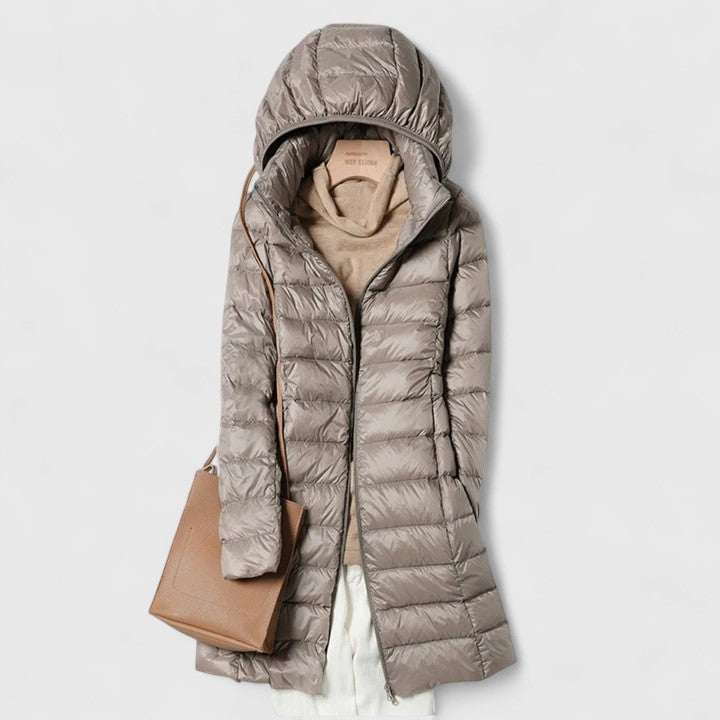 Women's Lightly Padded Hooded Longline Puffer Jacket