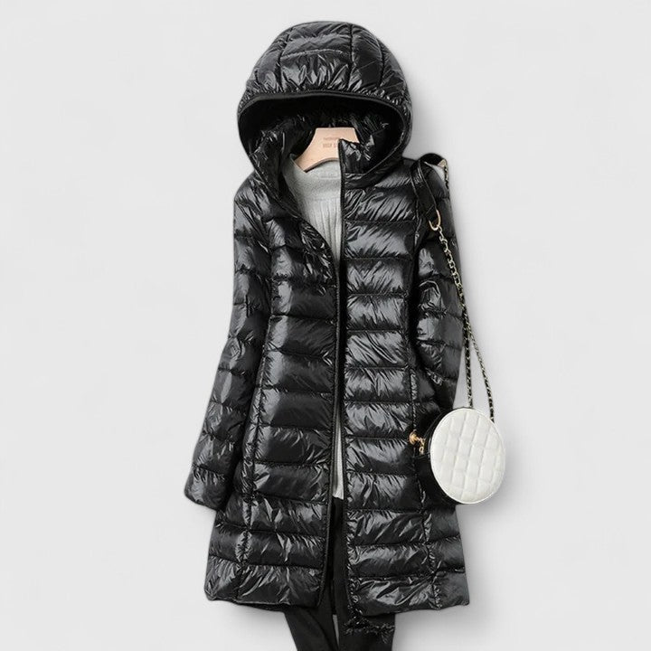 Women's Lightly Padded Hooded Longline Puffer Jacket