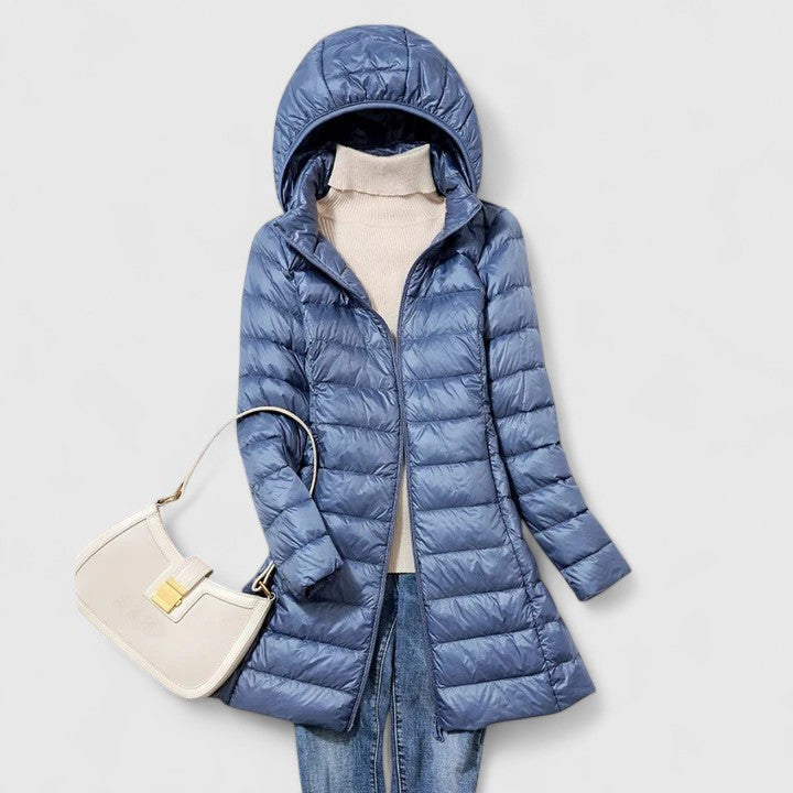 Women's Lightly Padded Hooded Longline Puffer Jacket