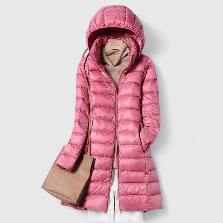 Women's Lightly Padded Hooded Longline Puffer Jacket