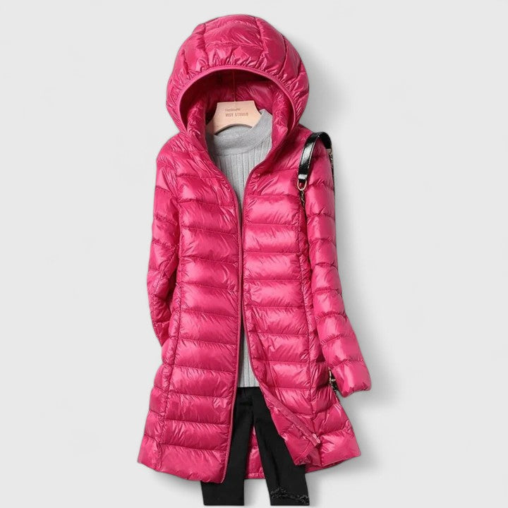 Women's Lightly Padded Hooded Longline Puffer Jacket