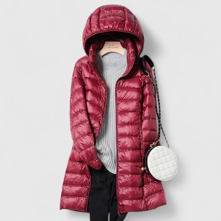 Women's Lightly Padded Hooded Longline Puffer Jacket