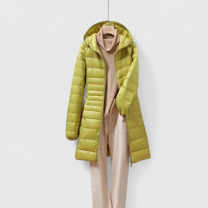 Women's Lightly Padded Hooded Longline Puffer Jacket