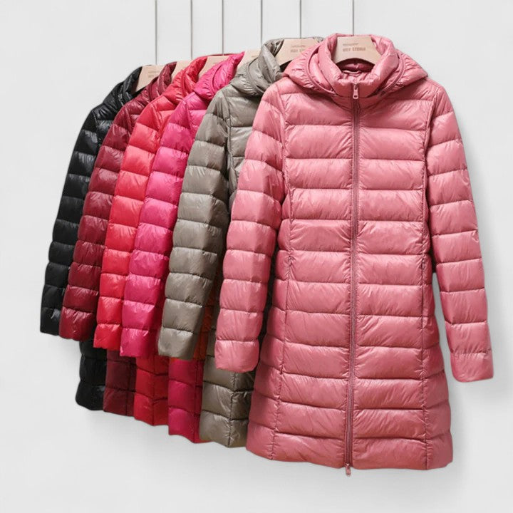 Women's Lightly Padded Hooded Longline Puffer Jacket