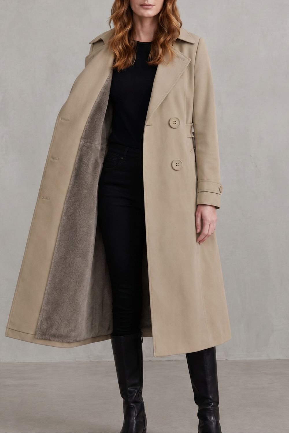 Kacob | Women's Lined Double-Breasted Winter Trench Coat