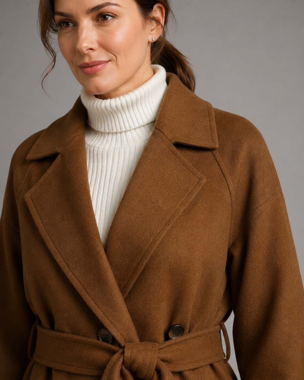 Kacob | Women's Long Belted Double-Breasted Coat