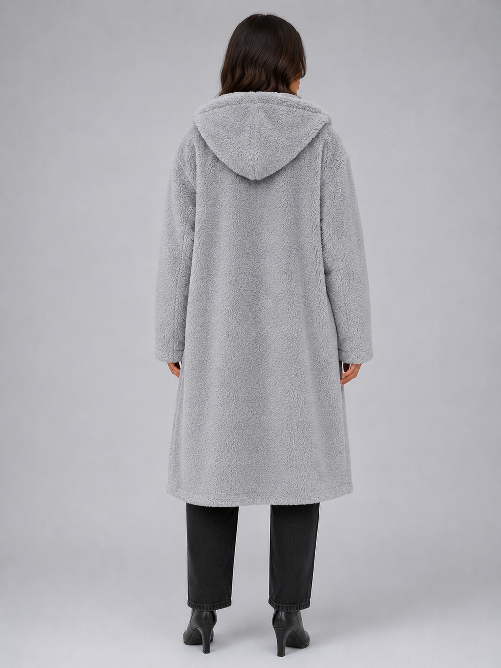 Kacob | Women's Long Hooded Oversized Teddy Coat