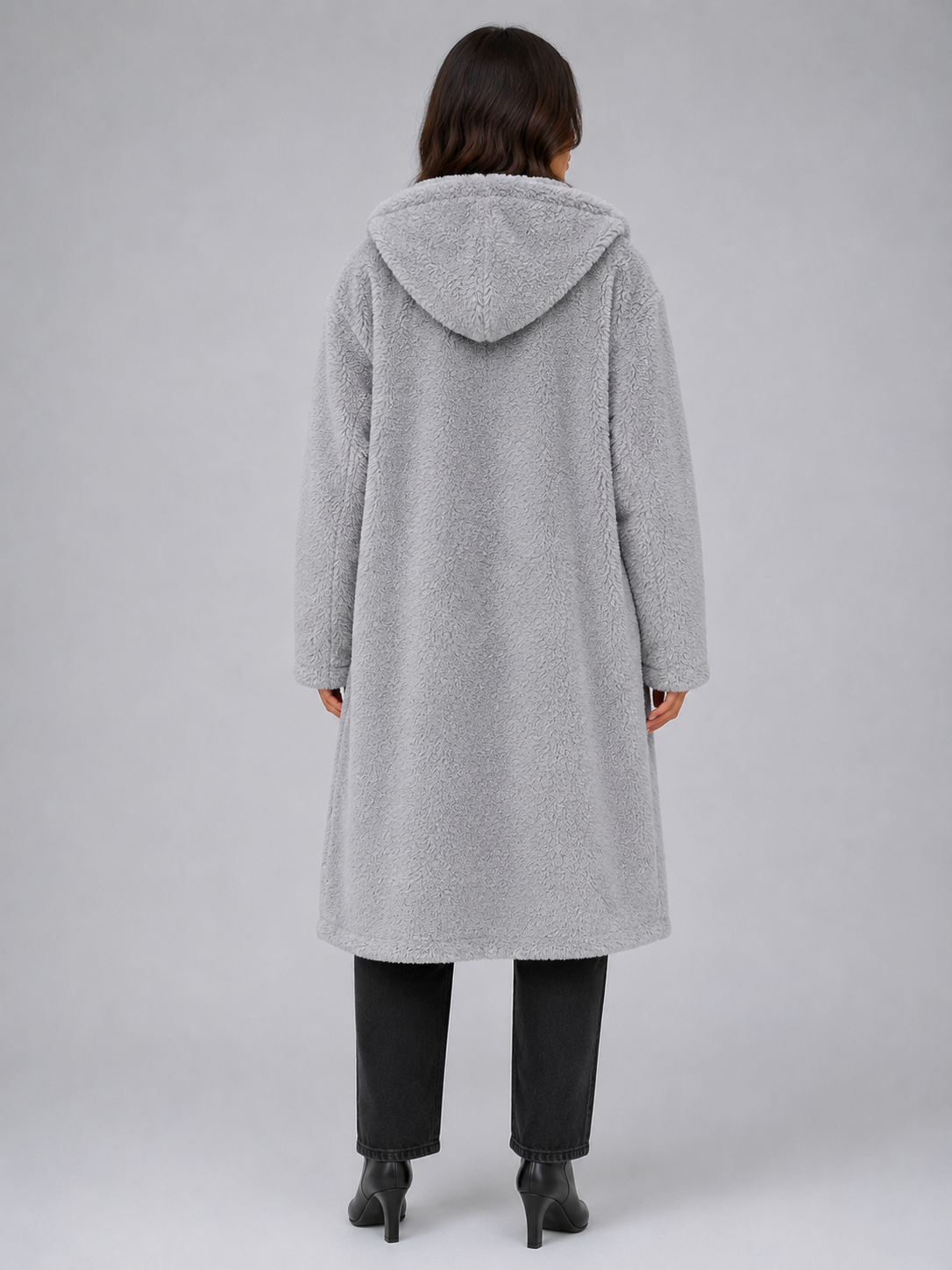 Kacob | Women's Long Hooded Oversized Teddy Coat
