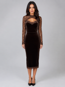 Kacob | Women's Long Sleeve Cut-Out Evening Midi Dress