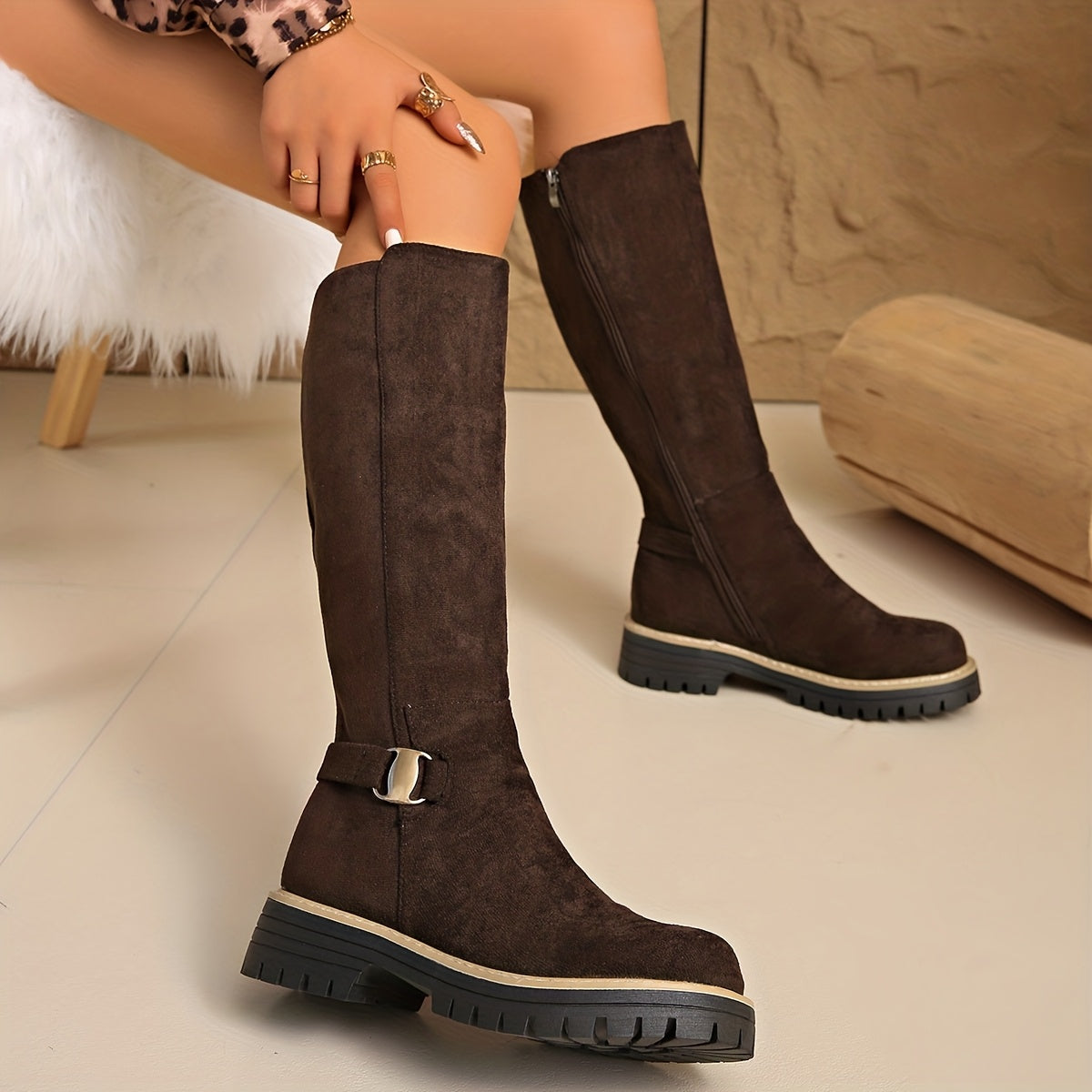 Kacob | Women's Lug Sole Knee High Boots
