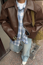 Kacob | Women's Oversized Faux Leather Jacket