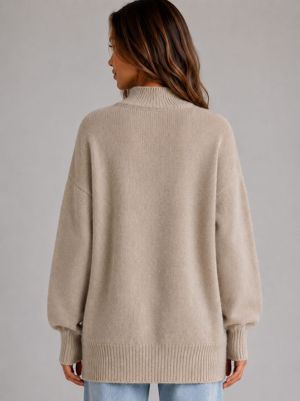 Kacob | Women's Oversized High Neck Longline Knit Jumper
