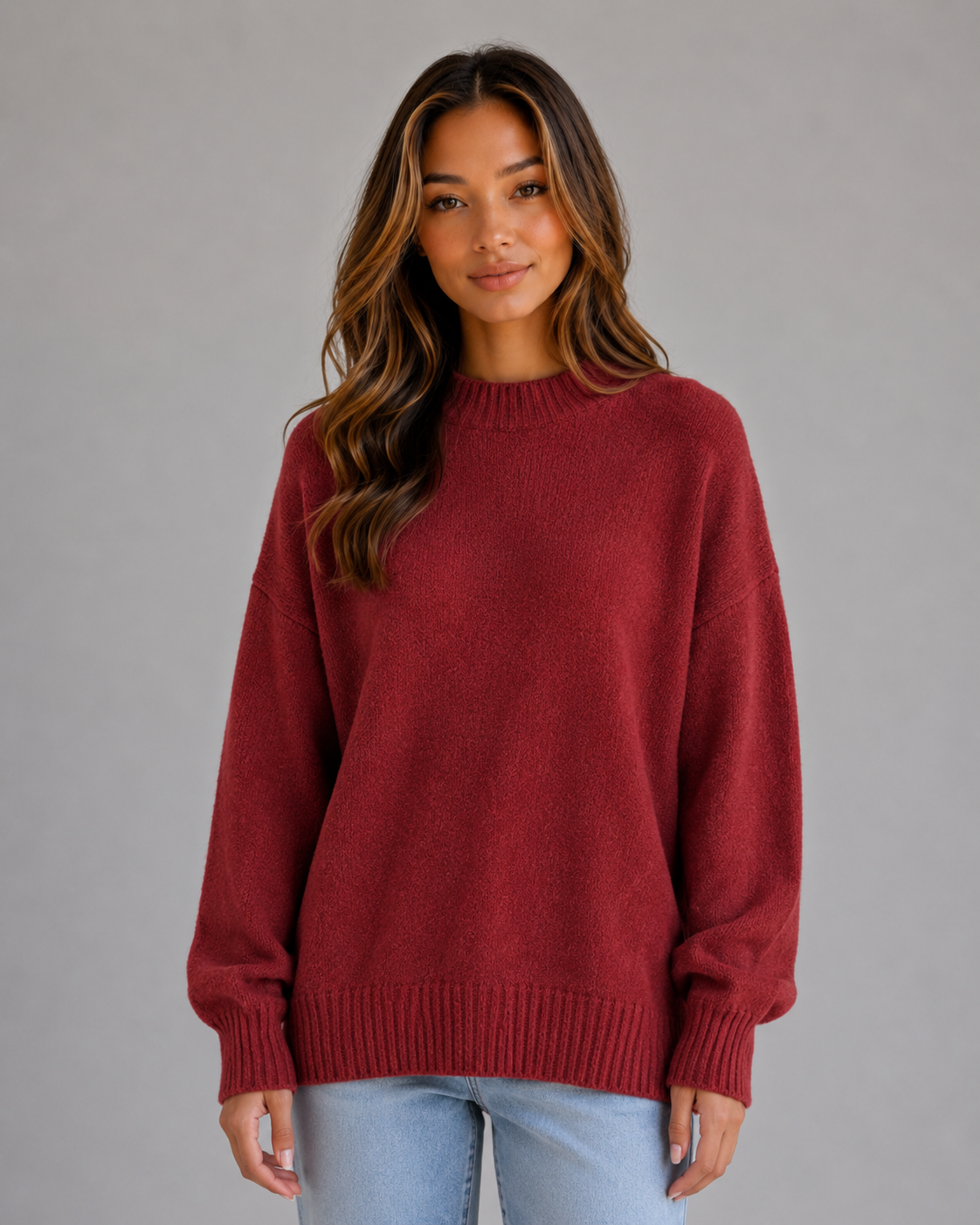 Kacob | Women's Oversized High Neck Longline Knit Jumper