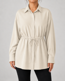 Kacob | Women's Oversized Longline Drawstring Waist Shirt