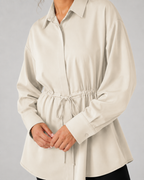 Kacob | Women's Oversized Longline Drawstring Waist Shirt