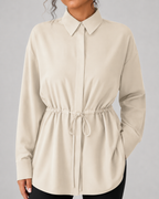 Kacob | Women's Oversized Longline Drawstring Waist Shirt