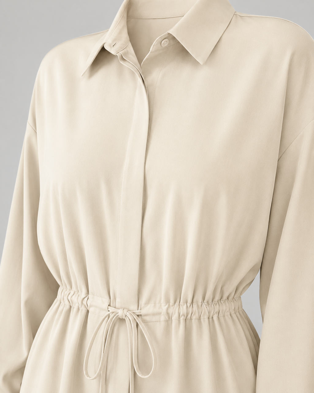 Kacob | Women's Oversized Longline Drawstring Waist Shirt