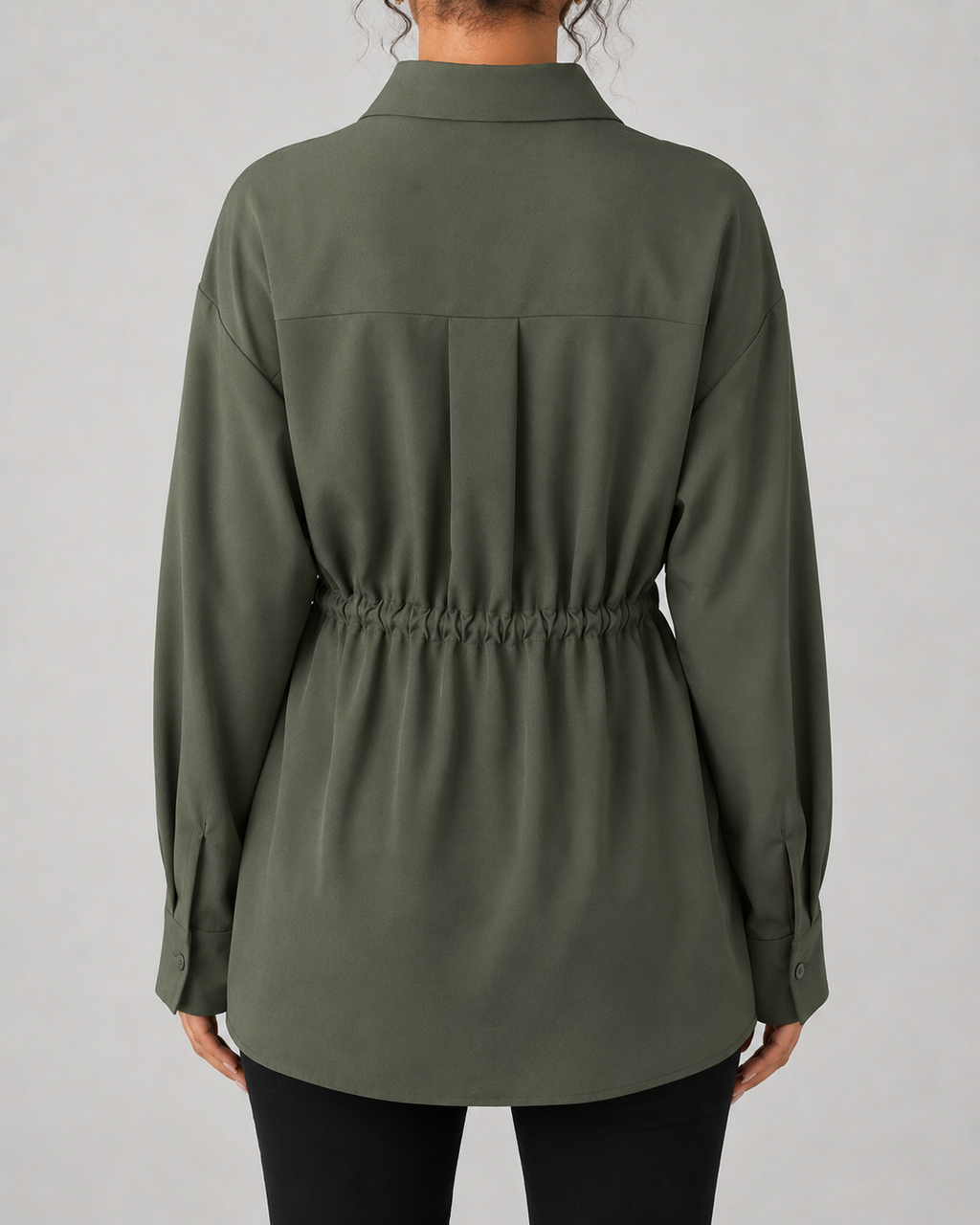 Kacob | Women's Oversized Longline Drawstring Waist Shirt