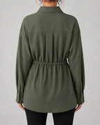 Kacob | Women's Oversized Longline Drawstring Waist Shirt