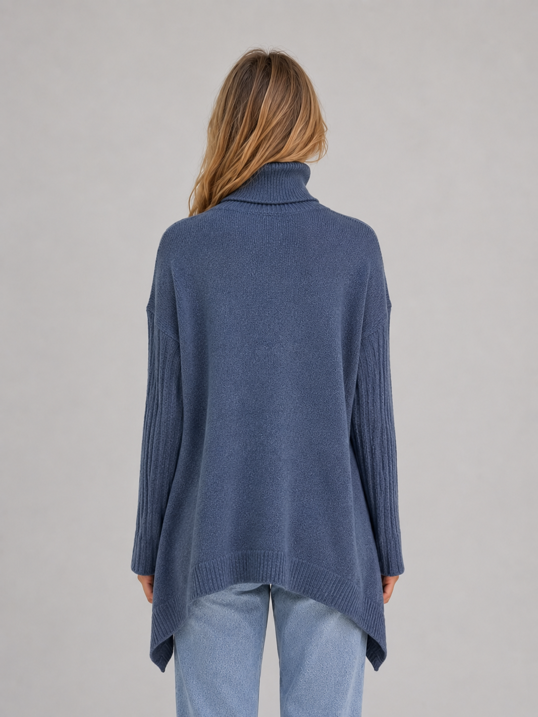 Kacob | Women's Oversized Longline Roll Neck Jumper
