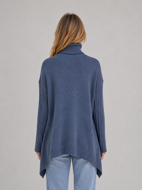 Kacob | Women's Oversized Longline Roll Neck Jumper