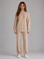 Kacob | Women's Oversized Roll Neck Jumper & Wide Leg Trousers Knitted Set