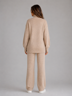 Kacob | Women's Oversized Roll Neck Jumper & Wide Leg Trousers Knitted Set