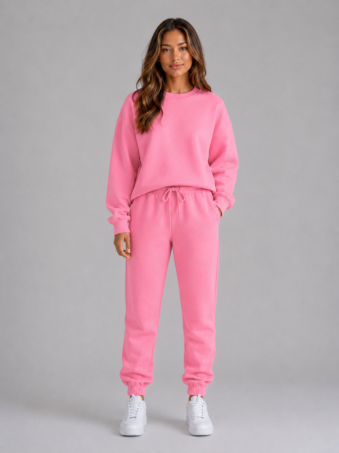 Kacob | Women's Oversized Sweatshirt & Cuffed Joggers Tracksuit Set