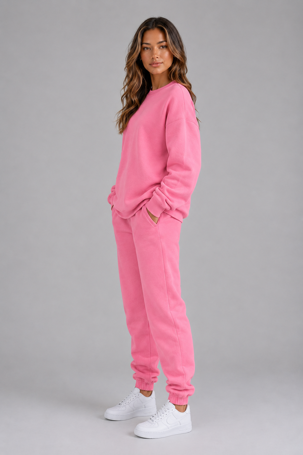 Kacob | Women's Oversized Sweatshirt & Cuffed Joggers Tracksuit Set