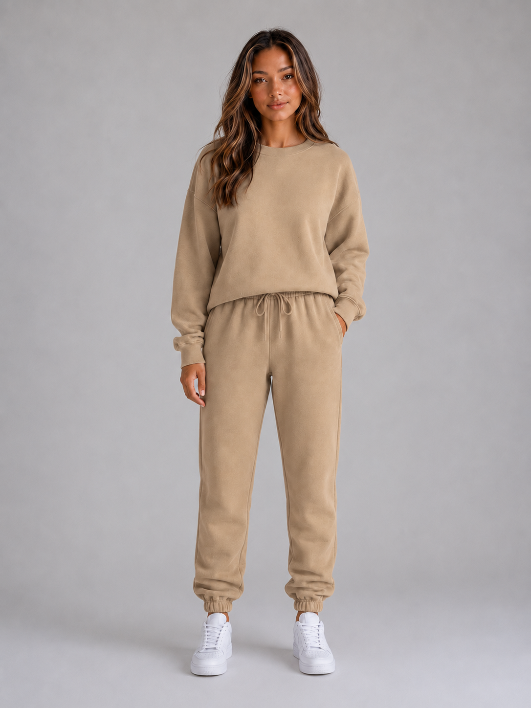 Kacob | Women's Oversized Sweatshirt & Cuffed Joggers Tracksuit Set