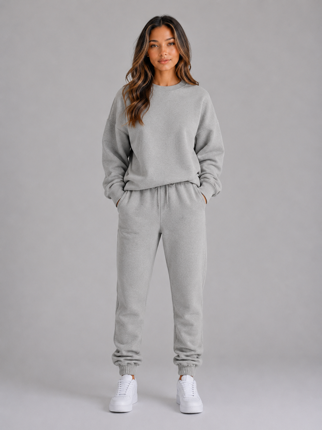 Kacob | Women's Oversized Sweatshirt & Cuffed Joggers Tracksuit Set
