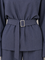 Kacob | Women's Pinstripe High Neck Top & Wide Leg Trousers Set