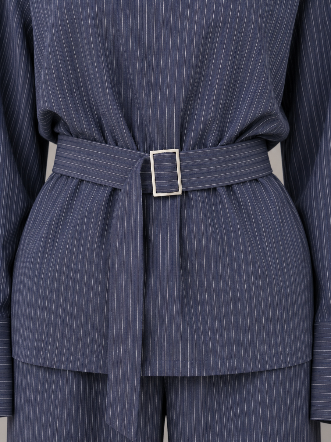 Kacob | Women's Pinstripe High Neck Top & Wide Leg Trousers Set