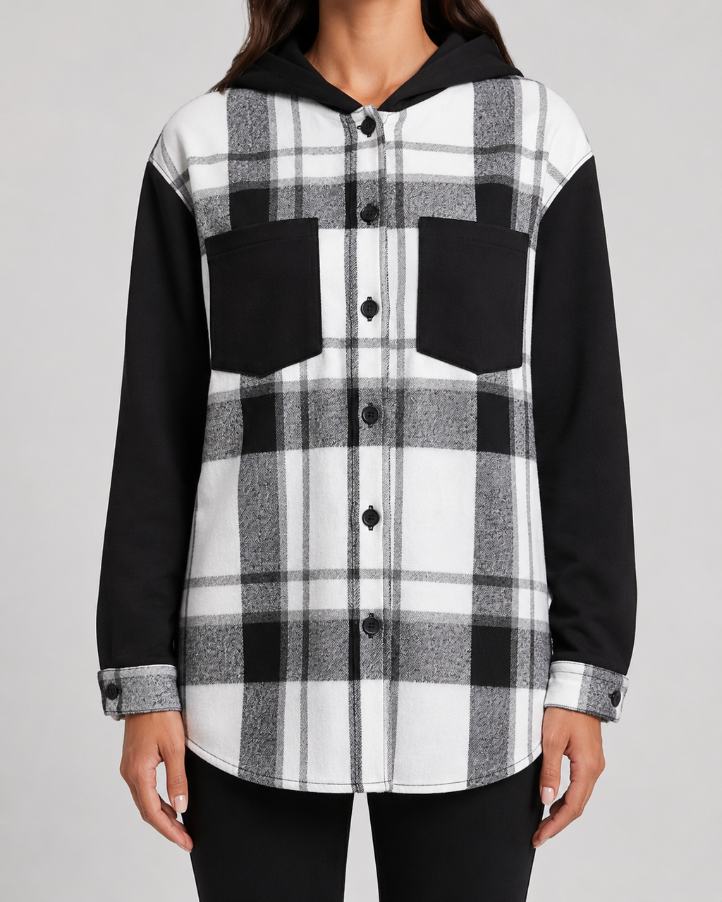 Kacob | Women's Plaid Hooded Shacket