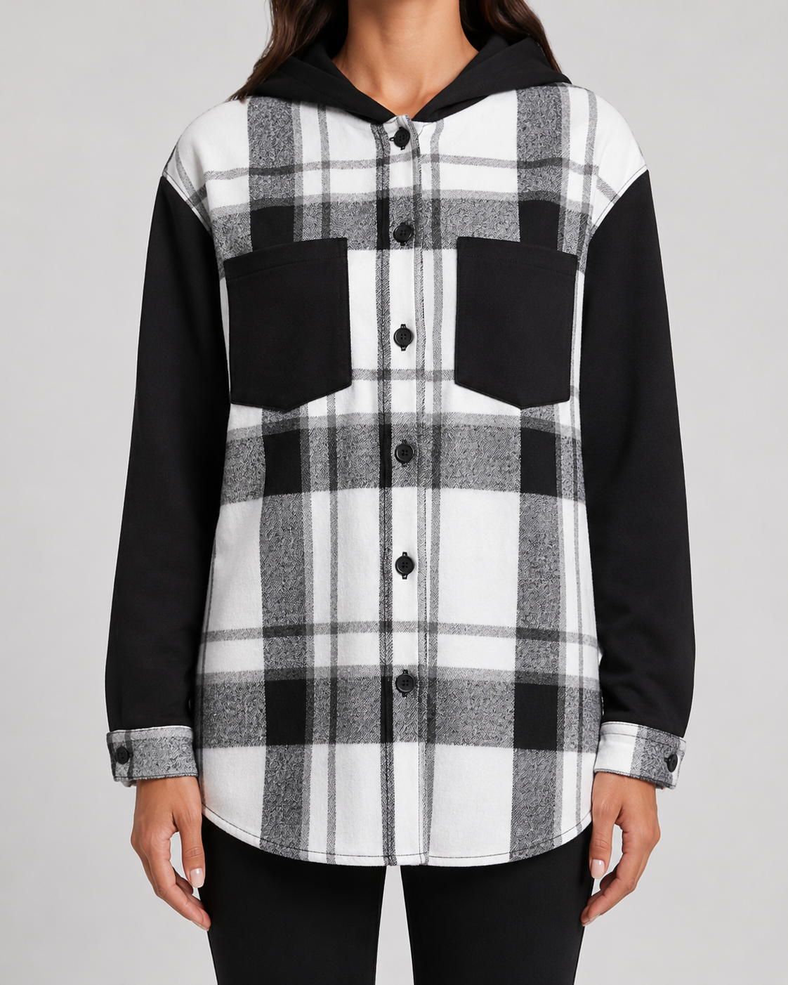 Kacob | Women's Plaid Hooded Shacket