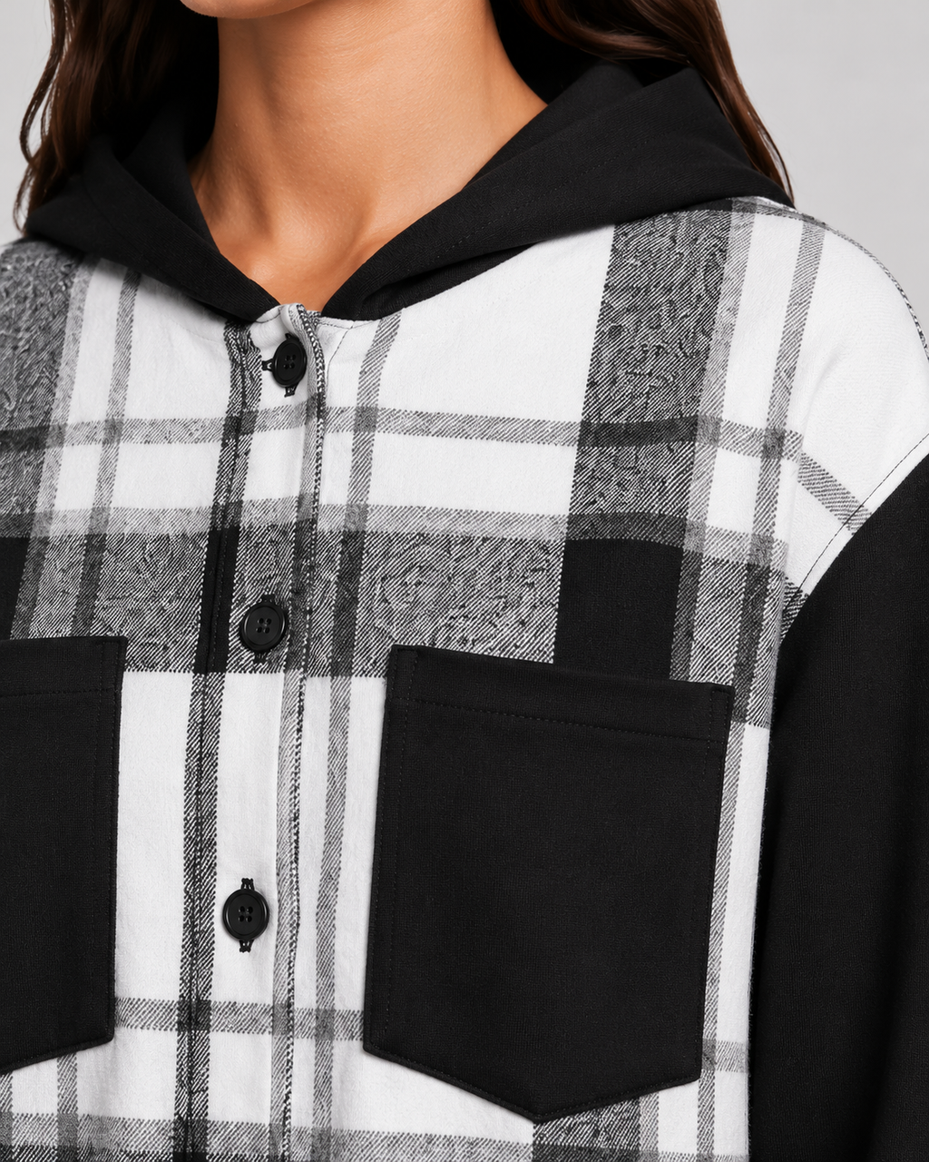 Kacob | Women's Plaid Hooded Shacket