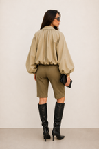 Kacob | Women's Pleated Batwing Bomber Jacket