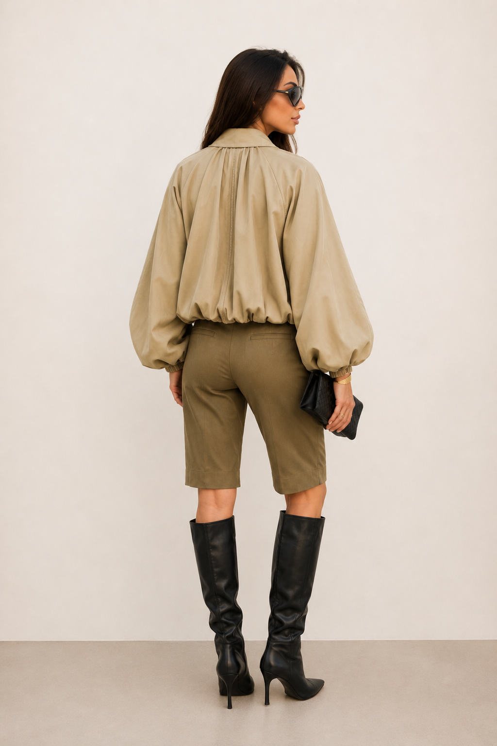 Kacob | Women's Pleated Batwing Bomber Jacket