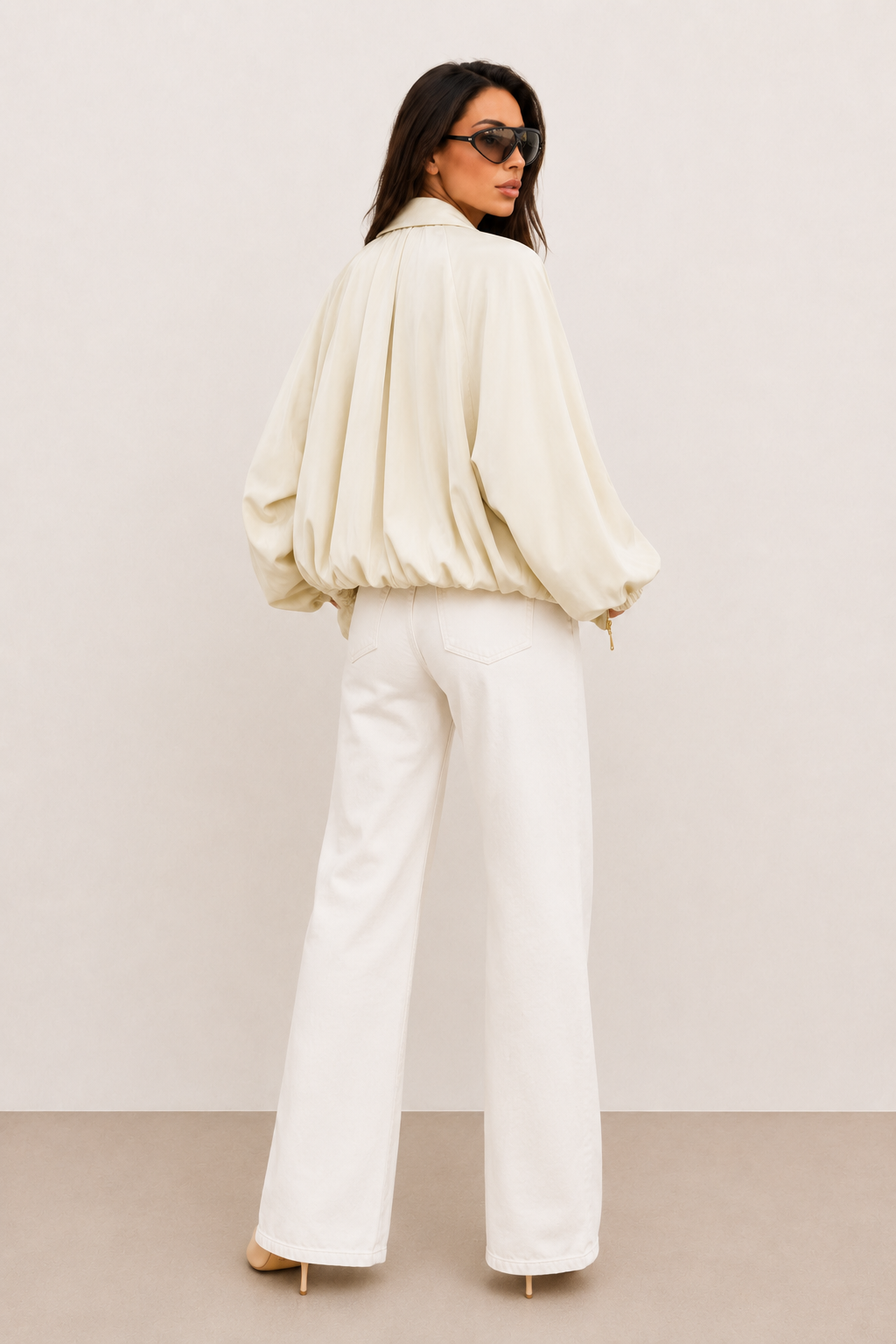 Kacob | Women's Pleated Batwing Bomber Jacket