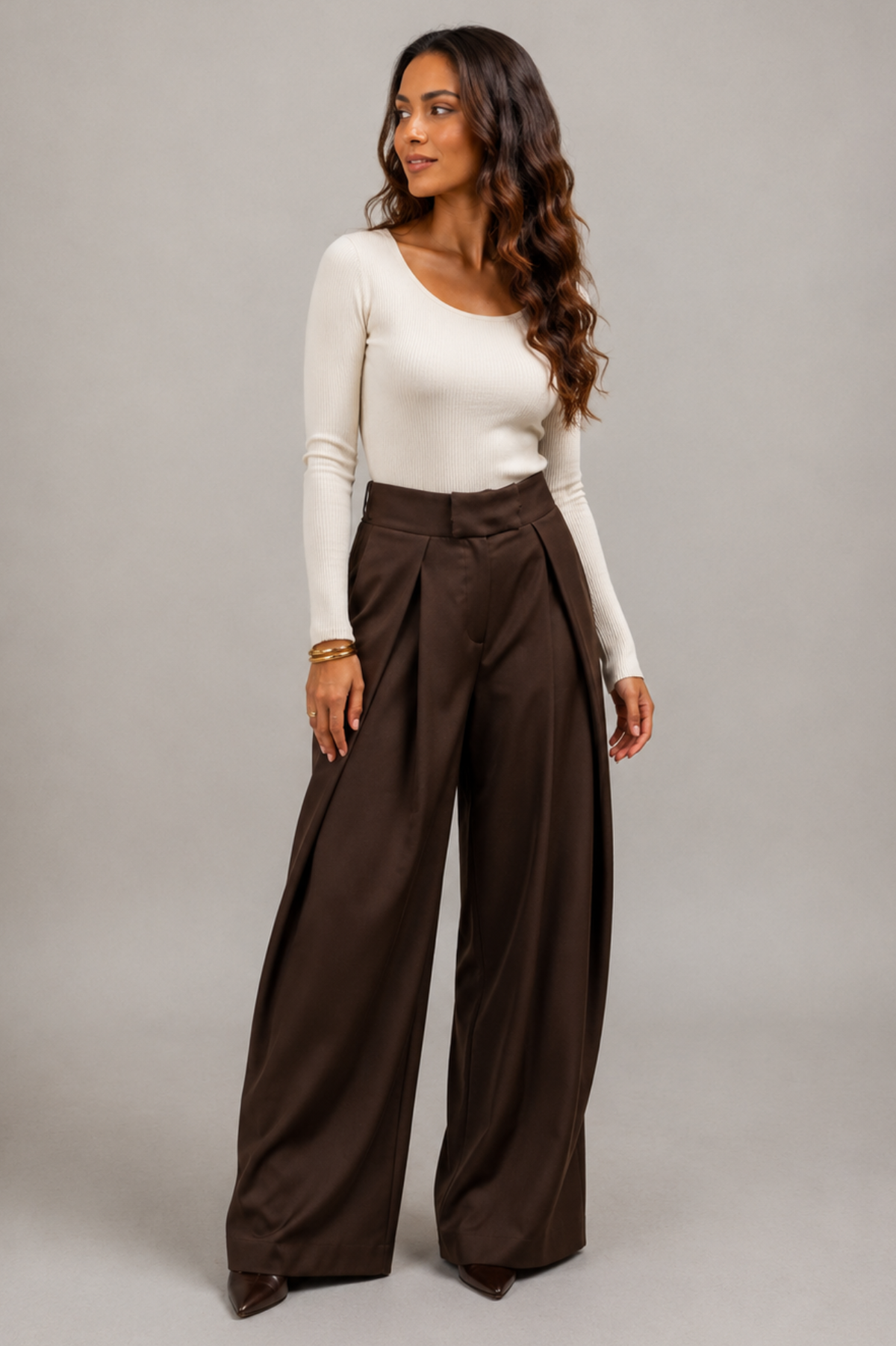 Kacob | Women's Pleated Wide Leg Trousers
