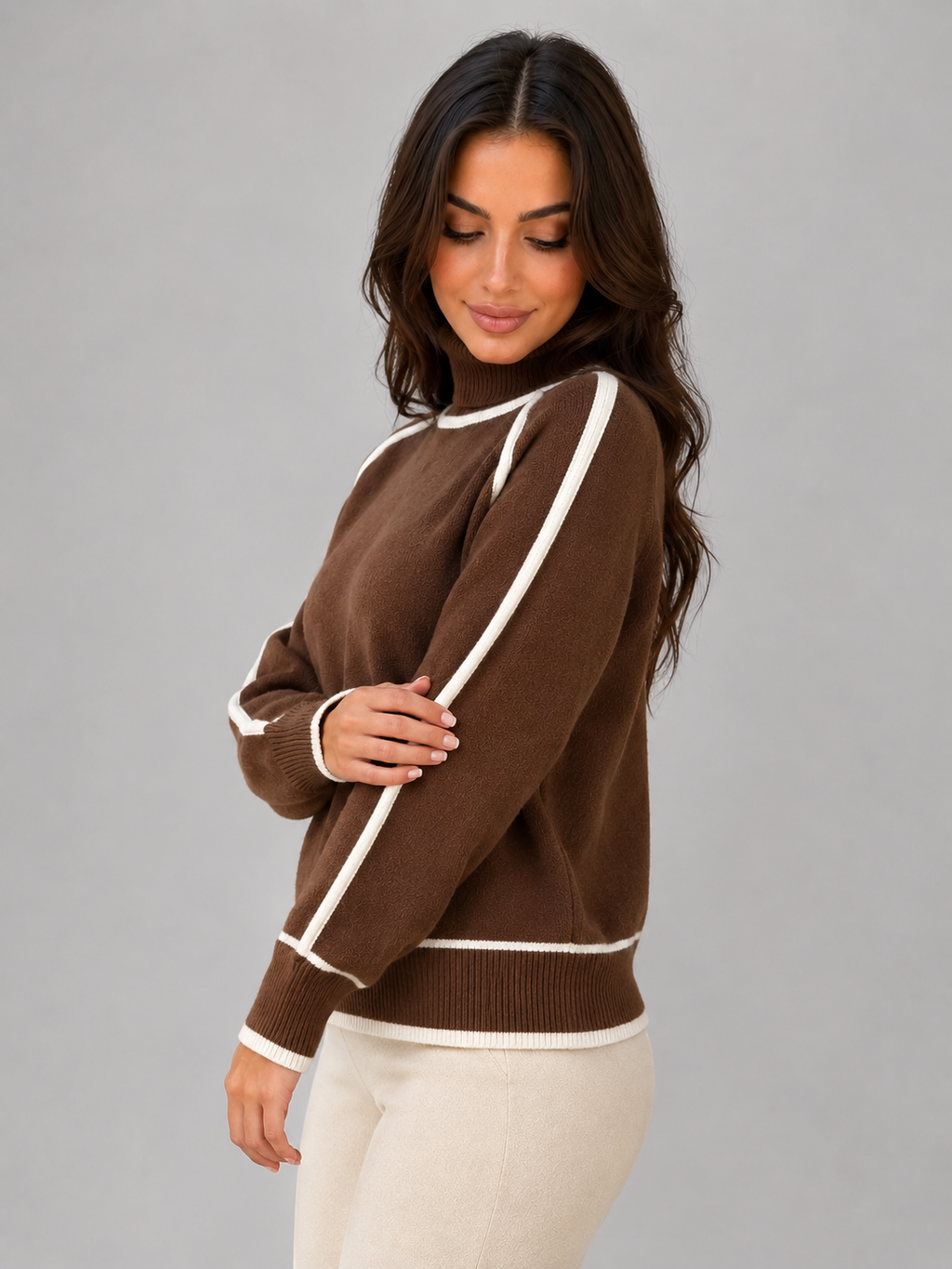 Kacob | Women's Relaxed Roll Neck Knitted Jumper