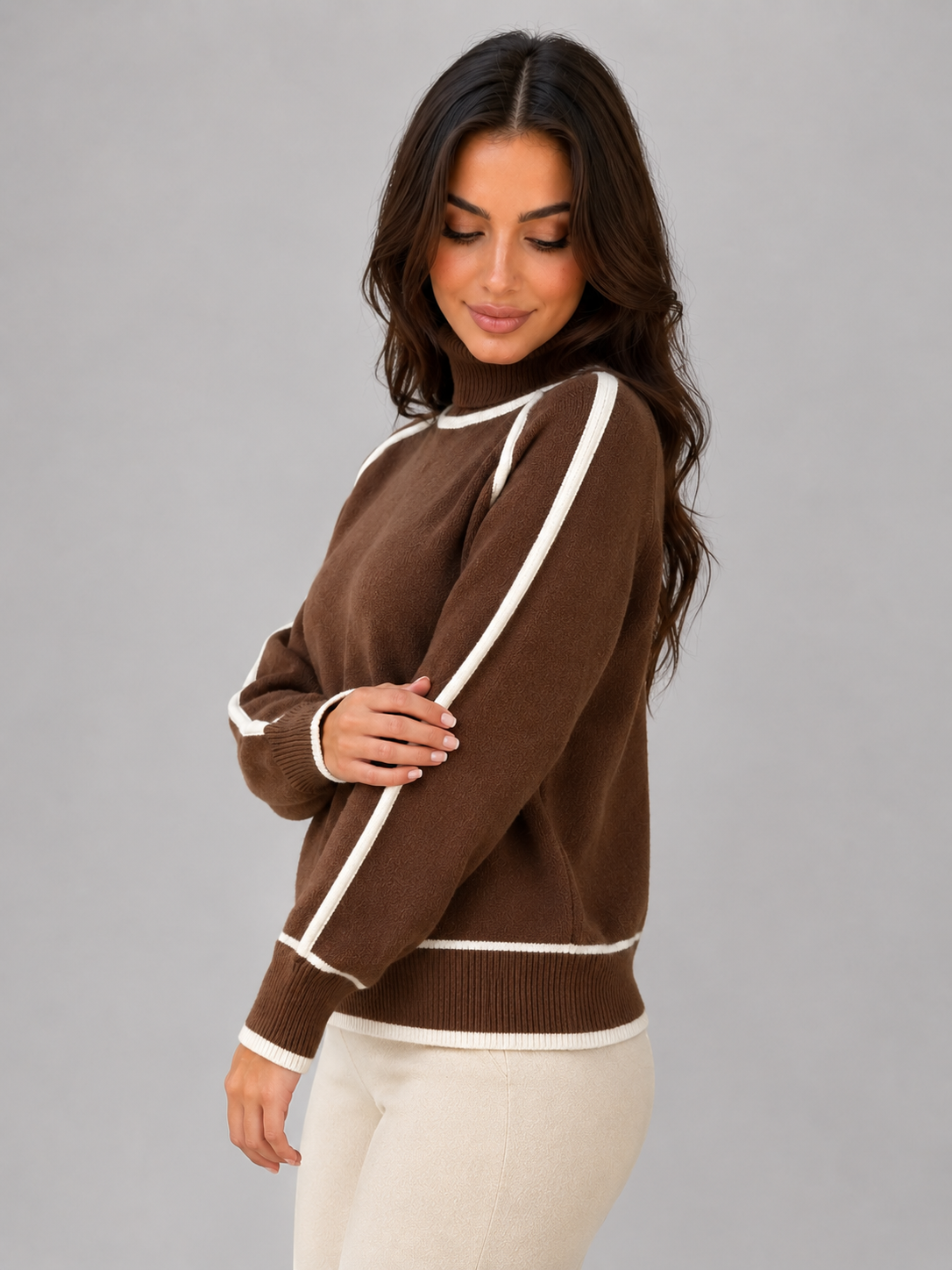 Kacob | Women's Relaxed Roll Neck Knitted Jumper