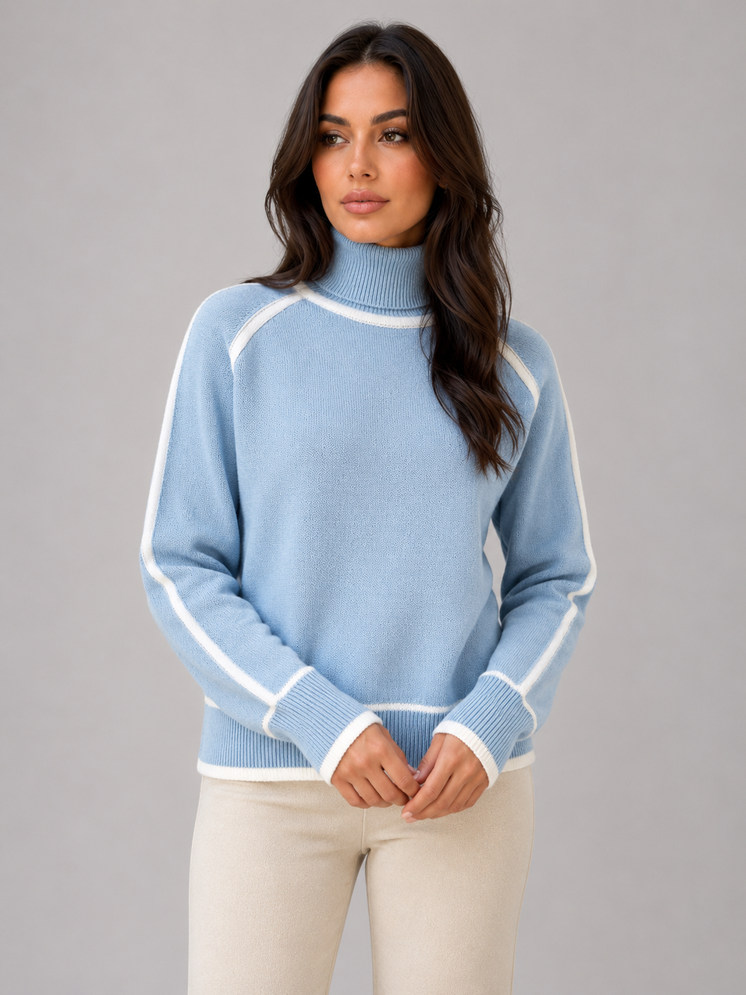 Kacob | Women's Relaxed Roll Neck Knitted Jumper