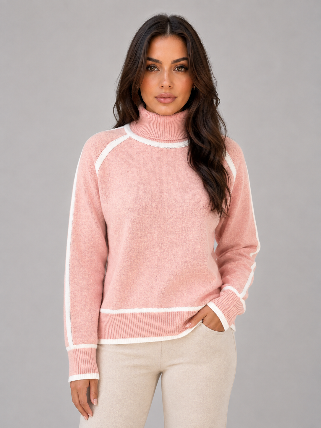 Kacob | Women's Relaxed Roll Neck Knitted Jumper