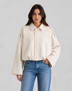 Kacob | Women's Relaxed Suede-Look Bomber Jacket