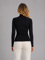 Kacob | Women's Ribbed High Neck Half Zip Long Sleeve Top