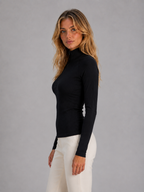 Kacob | Women's Ribbed High Neck Half Zip Long Sleeve Top