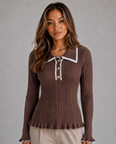 Kacob | Women's Ribbed Knit Fitted Polo Jumper