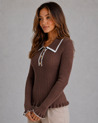 Kacob | Women's Ribbed Knit Fitted Polo Jumper